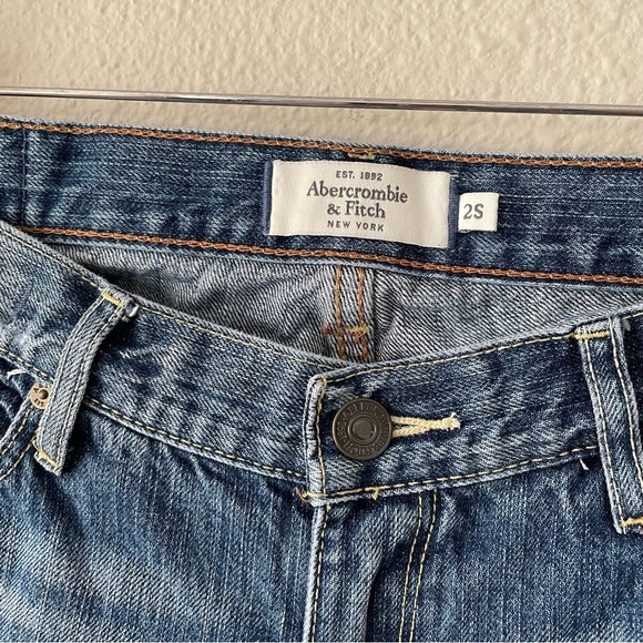 Y2K Abercrombie & Fitch Erin Low Rise Straight Jeans Women’s 2S Blue Whiskering - Picture 8 of 16